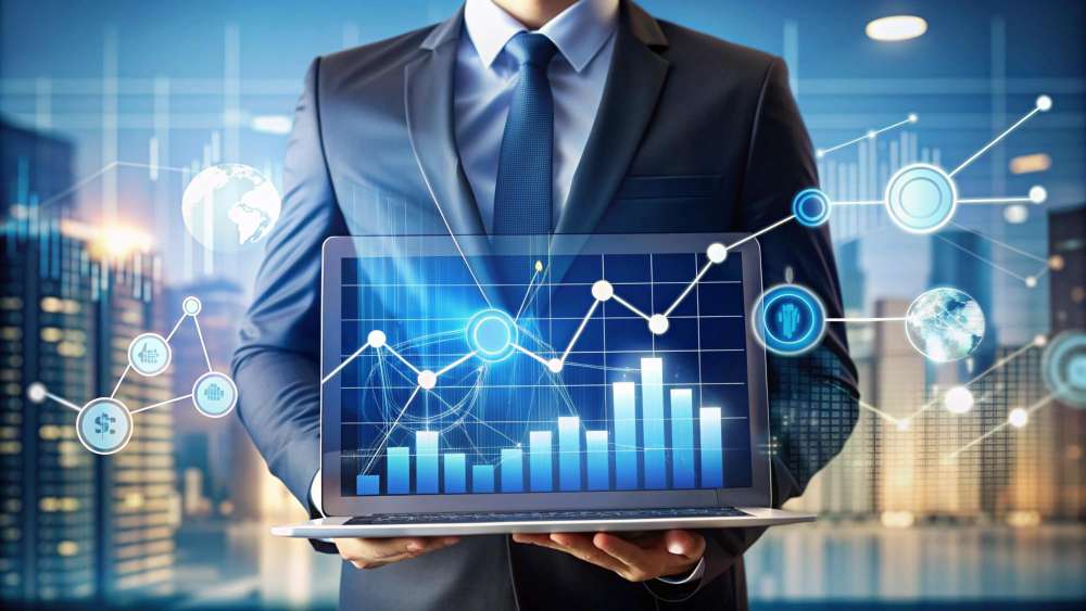 Gráfico de crecimiento exponencial representando la escalabilidad del software empresarial